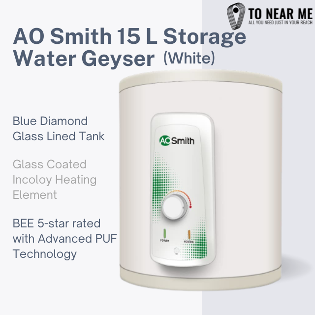 AO Smith 15 L Storage Water Geyser (15LTRS, White)